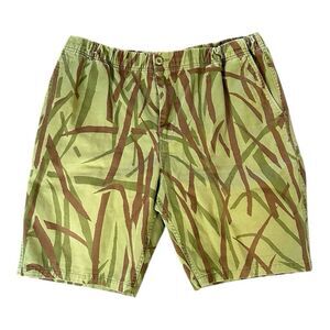 Stussy Camo Shorts Mens XL Green Brown Elastic Waist Drawstring Pockets